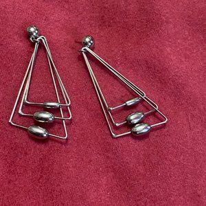 Beautiful silver-tone triangle drop earrings